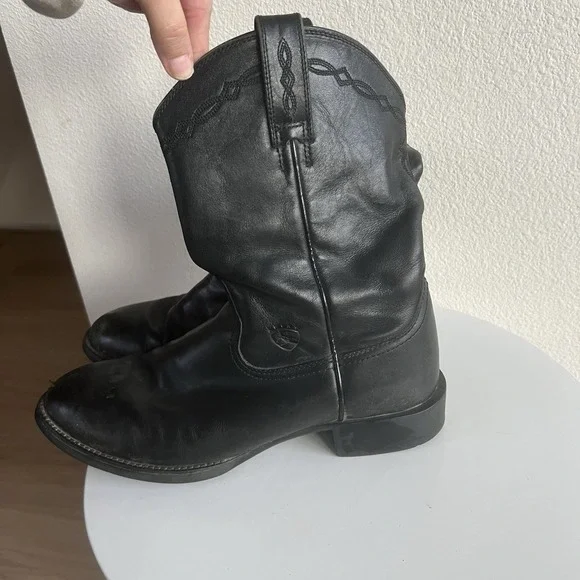 Ariat Mens 9D Heritage Roper Black Leather Cowboy Boots Western Classic EUC